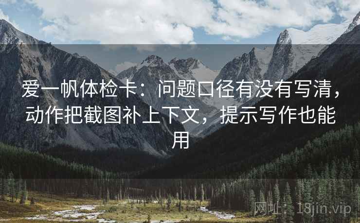 爱一帆体检卡：问题口径有没有写清，动作把截图补上下文，提示写作也能用